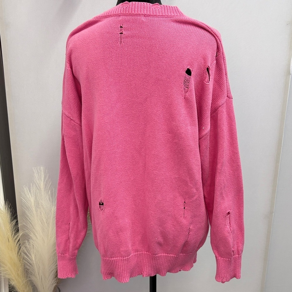Forever 21 Pink Distressed Sweater - Picture 4 of 5
